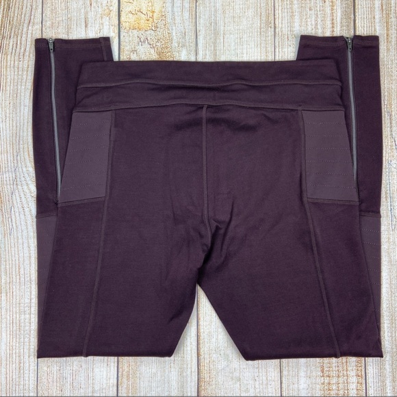 Athleta Trailsetter Ponte Moto Pants Burgundy 10 - Picture 7 of 8